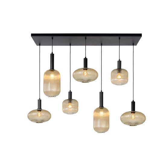 Lucide MALOTO - Pendant lamp - 7xE27 - Amber