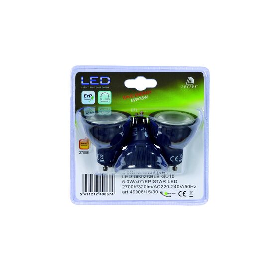 Lucide MR16 - Led lamp - Ø 5 cm - LED Dimb. - GU10 - 3x5W 3000K - Zwart - Set van 3