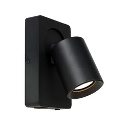 Lucide NIGEL - Lampe de chevet / Applique - LED Dim pour réchauffer - GU10 - 1x5W 2200K/3000K - Avec point de recharge USB - Noir