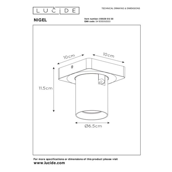 Lucide NIGEL - Foco de techo - LED Dim to Warm - GU10 - 1x5W 2200K/3000K - Negro