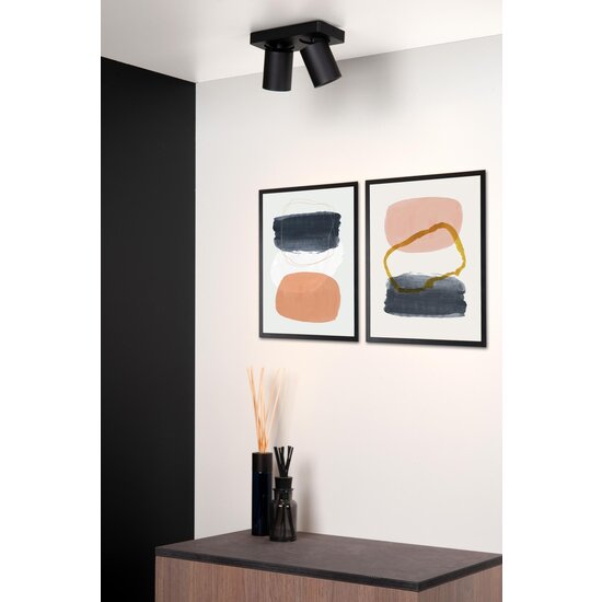 Lucide NIGEL - Foco de techo - LED Dim to Warm - GU10 - 2x5W 2200K/3000K - Negro