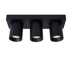 Lucide NIGEL - Foco de techo - LED Dim to Warm - GU10 - 3x5W 2200K/3000K - Negro