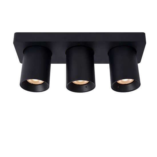 Lucide NIGEL - Foco de techo - LED Dim to Warm - GU10 - 3x5W 2200K/3000K - Negro