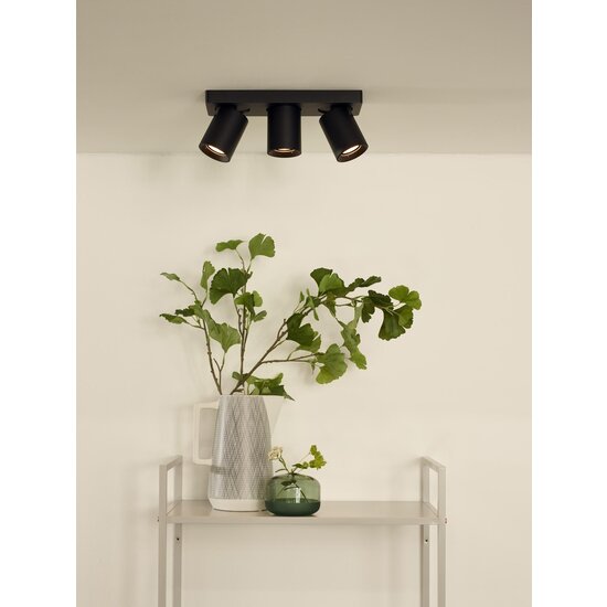 Lucide NIGEL - Spot de plafond - LED Dim to warm - GU10 - 3x5W 2200K/3000K - Noir