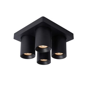 Lucide NIGEL - Plafondspot - LED Dim to warm - GU10 - 4x5W 2200K/3000K - Zwart