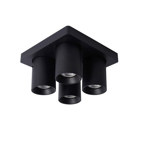 Lucide NIGEL - Plafondspot - LED Dim to warm - GU10 - 4x5W 2200K/3000K - Zwart