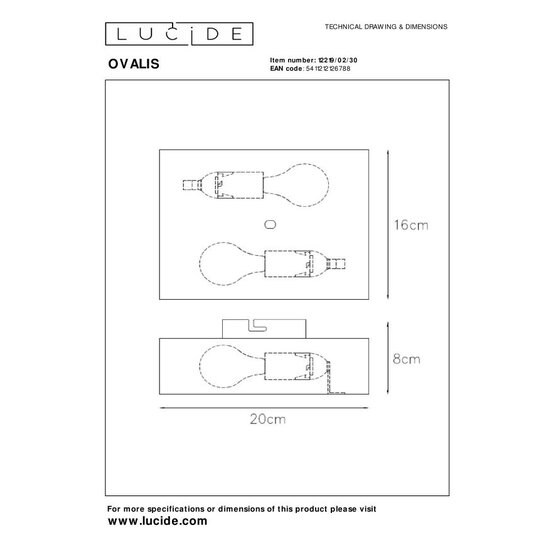 Lucide OVALIS - Wandlamp - 2xE14 - Zwart