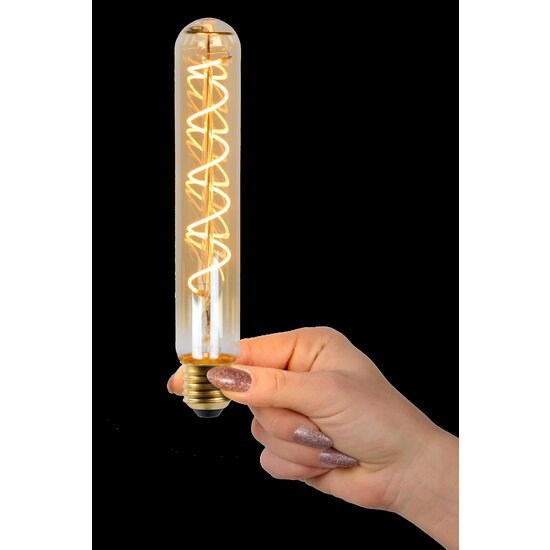 Lucide T32 - Filament lamp - Ø 3,2 cm - LED Dimb. - E27 - 1x4,9W 2200K - Amber