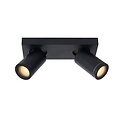 Lucide TAYLOR - Foco de techo Baño - LED Dim to Warm - GU10 - 2x5W 2200K/3000K - IP44 - Negro
