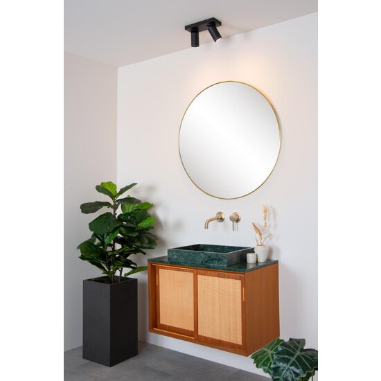 Lucide TAYLOR - Foco de techo Baño - LED Dim to Warm - GU10 - 2x5W 2200K/3000K - IP44 - Negro