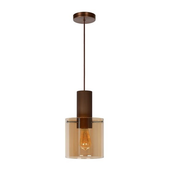 Lucide TOLEDO - Lámpara colgante - Ø 20 cm - 1xE27 - Ámbar