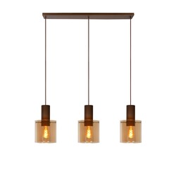 Lucide TOLEDO - Lampe à suspension - Ø 20 cm - 3xE27 - Ambre
