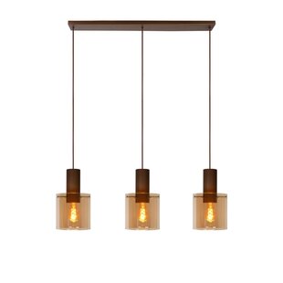Lucide TOLEDO - Lampe à suspension - Ø 20 cm - 3xE27 - Ambre