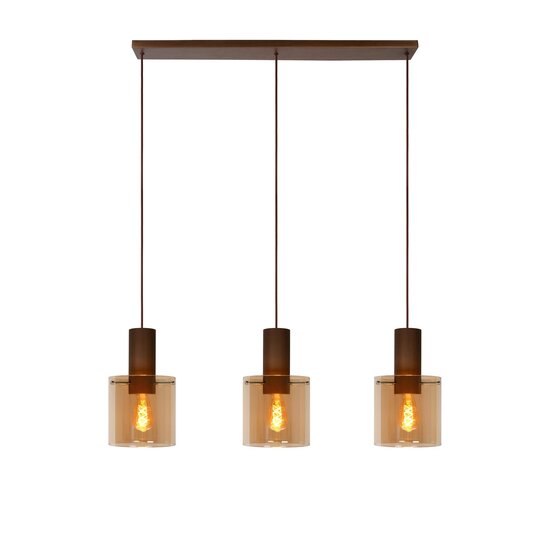 Lucide TOLEDO - Hanglamp - Ø 20 cm - 3xE27 - Amber