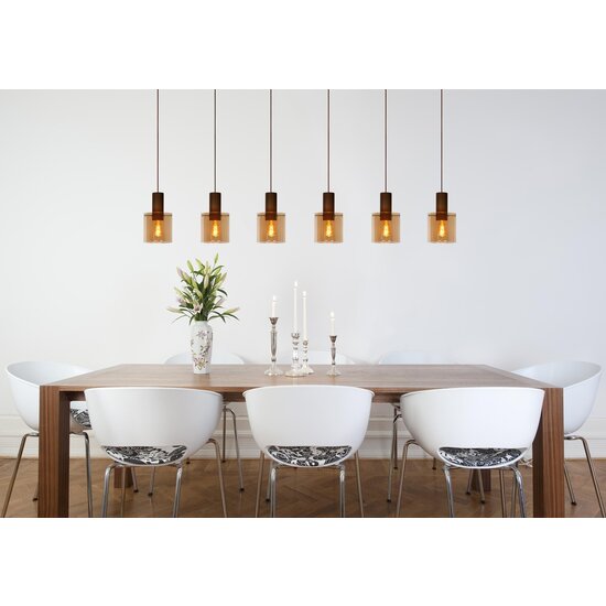 Lucide TOLEDO - Pendant lamp - Ø 20 cm - 3xE27 - Amber