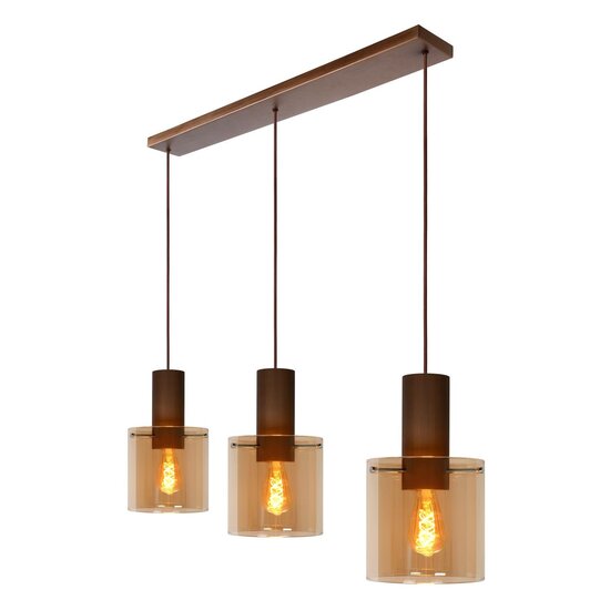 Lucide TOLEDO - Hanglamp - Ø 20 cm - 3xE27 - Amber