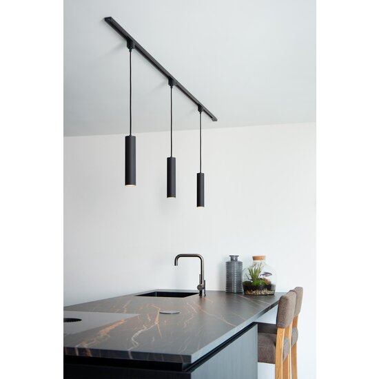Lucide TRACK FLORIS Pendant Lamp - 1-phase Track System / Track Lighting - 1xGU10 - Black (Expansion)