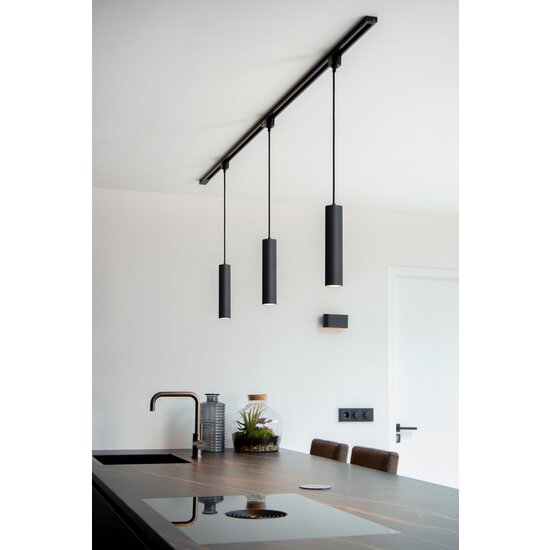 Lucide TRACK FLORIS Lampe suspendue - Système sur rail / éclairage sur rail monophasé - 1xGU10 - Noir (Expansion)