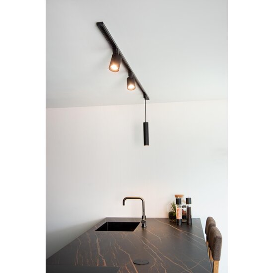 Lucide TRACK FLORIS Pendant Lamp - 1-phase Track System / Track Lighting - 1xGU10 - Black (Expansion)