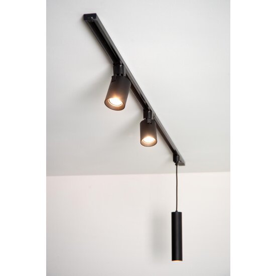 Lucide TRACK FLORIS Lampe suspendue - Système sur rail / éclairage sur rail monophasé - 1xGU10 - Noir (Expansion)