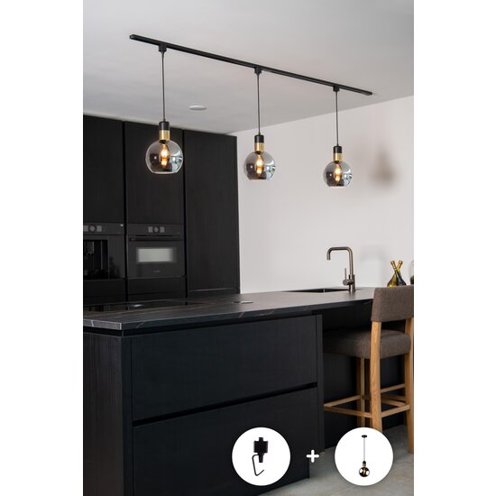 Lucide TRACK Starter Set - Sistema de carril monofásico / Iluminación de carril - 2 metros - Negro