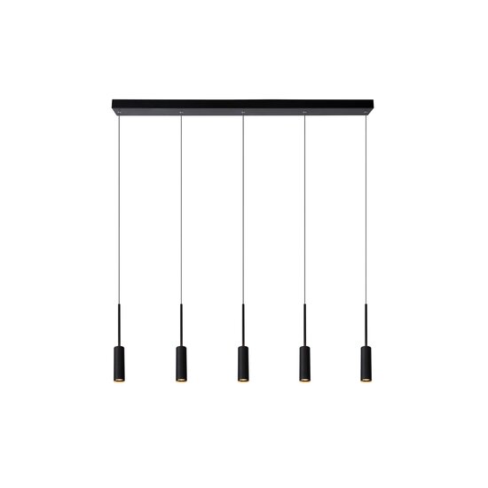 Lucide TUBULE - Lámpara colgante - LED - 5x7W 2700K - Negro