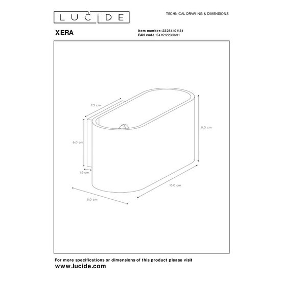 Lucide XERA - Wandlamp - 1xG9 - Wit