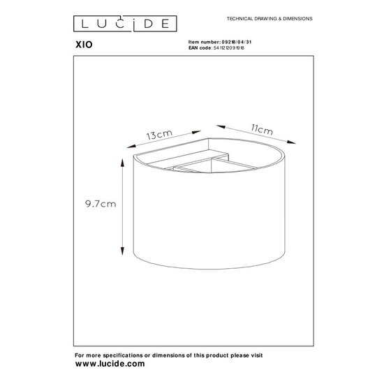 Lucide XIO - Applique - LED Dim. - G9 - 1x3,5W 2700K - Angle de faisceau réglable - Blanc