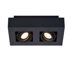 Lucide XIRAX - Spot de plafond - LED Dim to warm - GU10 - 2x5W 2200K/3000K - Noir