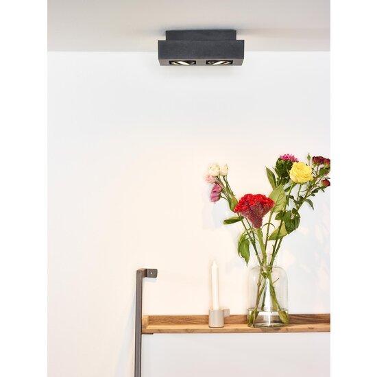 Lucide XIRAX - Foco de techo - LED de intensidad regulable a cálida - GU10 - 2x5W 2200K/3000K - Negro