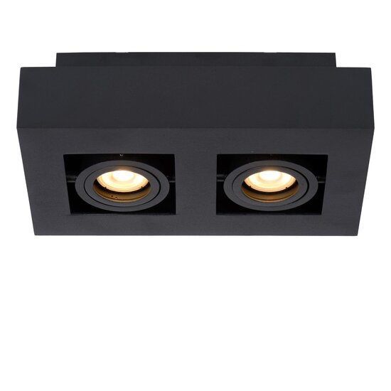 Lucide XIRAX - Foco de techo - LED de intensidad regulable a cálida - GU10 - 2x5W 2200K/3000K - Negro
