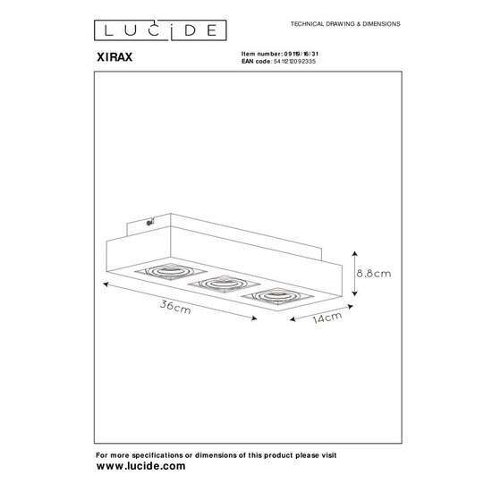Lucide XIRAX - Deckenstrahler - LED Dim to warm - GU10 - 3x5W 2200K/3000K - Weiß