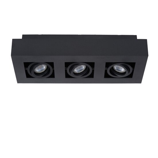 Lucide XIRAX - Foco de techo - LED de intensidad regulable a cálida - GU10 - 3x5W 2200K/3000K - Negro