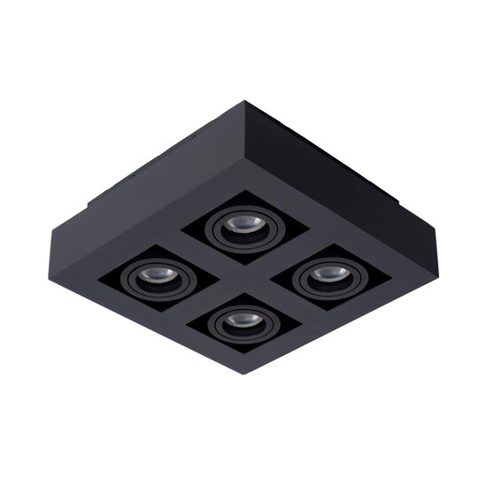 Lucide XIRAX - Plafondspot - LED Dim to warm - GU10 - 4x5W 2200K/3000K - Zwart