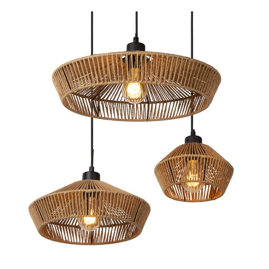 Lucide YUNKAI - Pendant lamp - Ø 60 cm - 3xE27 - Natural