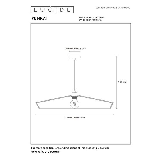 Lucide YUNKAI - Hanglamp - Ø 70 cm - 1xE27 - Naturel
