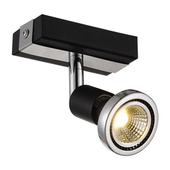 Fantasia Robus schwenkbarer Deckenspot schwarz-chrom, Metall, GU10 LED 3000K, 367 Lumen, IP20, 100x51x77mm