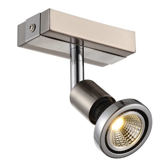 Fantasia Robus schwenkbarer Deckenspot schwarz-chrom, Metall, GU10 LED 3000K, 367 Lumen, IP20, 100x51x77mm