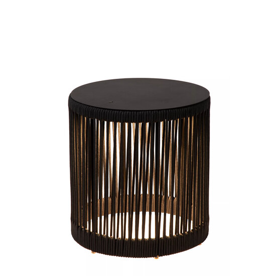 Lucide Pingi - Lámpara de mesa recargable negra interior/exterior - Accu/Batería - Ø 33,5 cm - LED Dim. - 1x3W 3000K/3200K - IP44