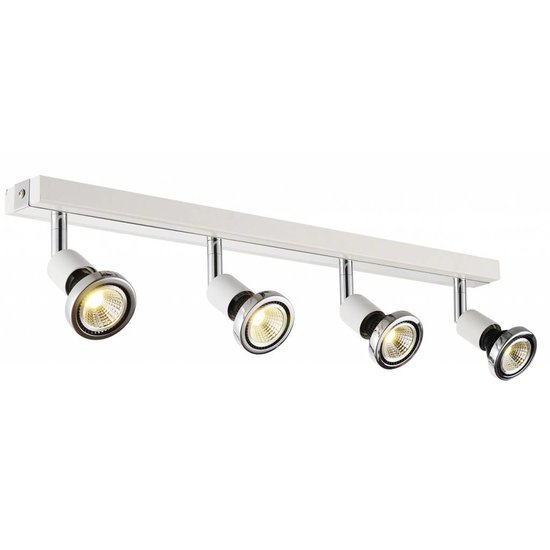 Fantasia Robus Deckenleuchte LED schwarz-chrom, 4x GU10 5W (inkl.), 3000K warmweiß, 367 Lumen, schwenkbar, IP20, 550x51x77mm