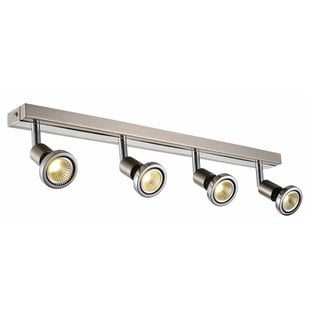 Robus plafondlamp rechthoekig wit-chroom, 4x GU10 LED 5W