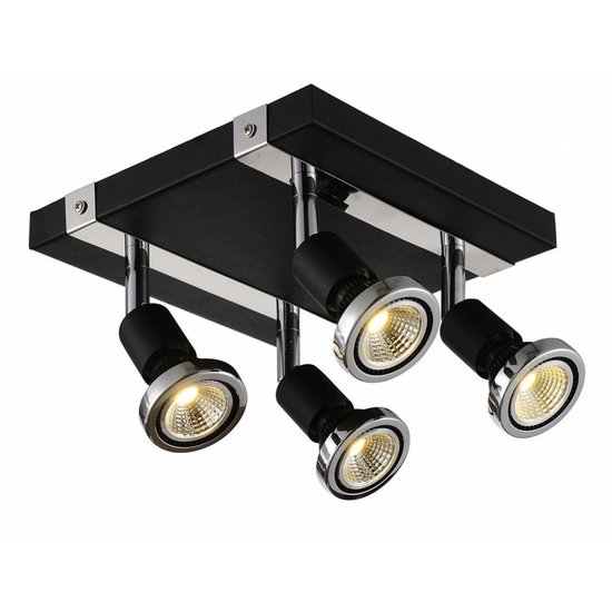 Fantasia Robus ceiling lamp square, brushed steel-chrome, 4x GU10 LED 5W, 3000K, 367 lumens, 200x200x77mm