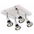 Fantasia Robus lámpara de techo cuadrada negro-cromo, 4x GU10 LED 5W, 3000K, 200x200mm
