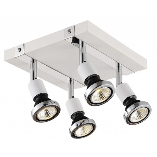 Fantasia Robus plafonnier carré orientable noir-chrome, 4x GU10 LED 5W, 3000K, 200x200mm