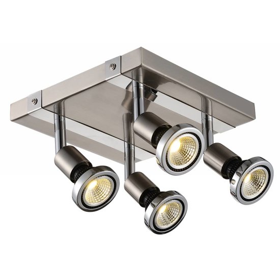 Plafondlamp LED vierkant wit/zwart/chroom/geborsteld staal 4xGU10 5W
