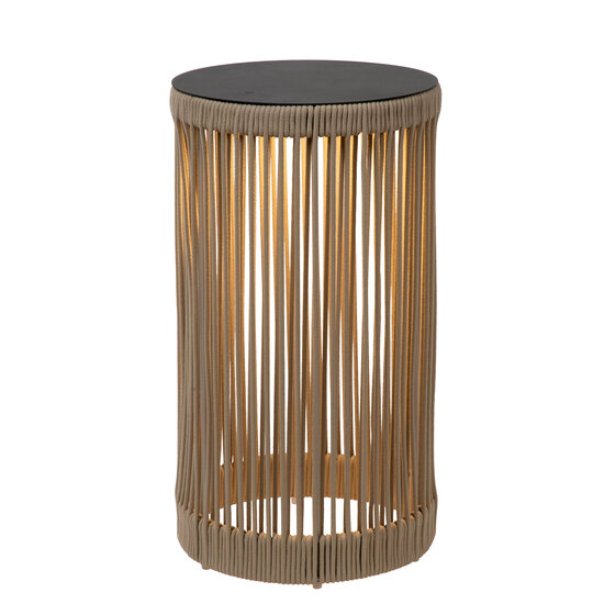 Lucide PINGI - Wiederaufladbare Tischleuchte Innen/Außen - Akku/Batterie - Ø 33,5 cm - LED Dim. - 1x3W 3000K - IP44 - Taupe