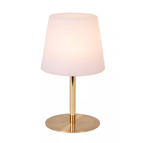 Lucide TYON – Wiederaufladbare Tischleuchte für Innen/Außen – Akku/Batterie – Ø 15 cm – LED-Dimmung. - IP65 - Mattgold / Messing