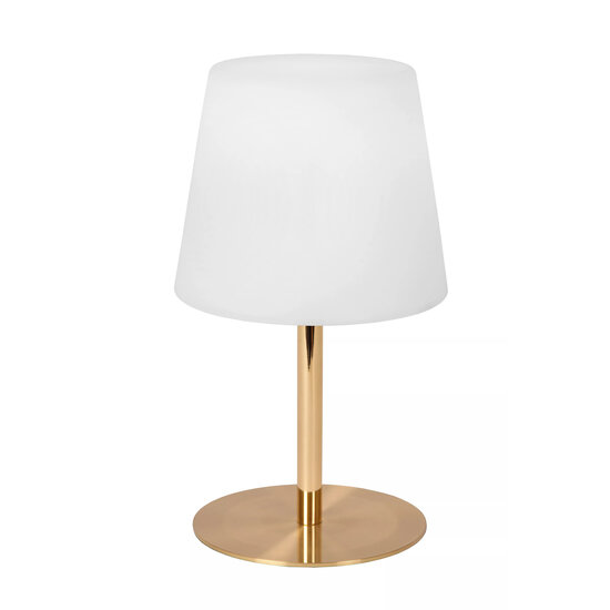 Lucide TYON – Wiederaufladbare Tischleuchte für Innen/Außen – Akku/Batterie – Ø 15 cm – LED-Dimmung. - IP65 - Mattgold / Messing