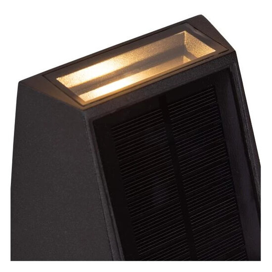 Lucide LUTON - Wandleuchte - Solarenergie - LED-Dimmung. - 1x1W 2850K/3150K - IP54 - Tag-/Nachtsensor - Schwarz