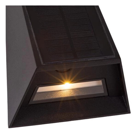 Lucide LUTON - Wandleuchte - Solarenergie - LED-Dimmung. - 1x1W 2850K/3150K - IP54 - Tag-/Nachtsensor - Schwarz
